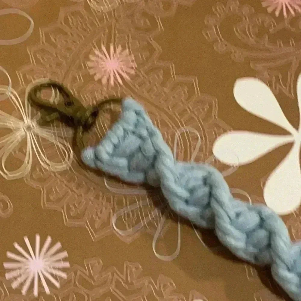 Spiral Macramé Keychain in Misty Blue